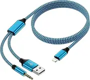 Lightning to 3.5mm Aux Cable for Car + Charge Cord 2-in-1 MFI Certified Male Audio Charging Cable for Apple 14 Pro Max 13 12 11 XR XS iPad, iPhone Auxiliary Cord for Home/Car Stereo Speaker Headphone