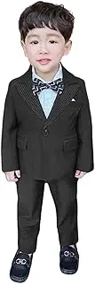 [Kromoc] Boys' One Button 3-Piece Stripe Peak Lapel Jacket Vest Pants Tuxedos Prom Party Dinner