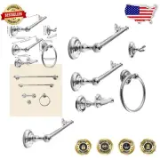Modern Chrome Bathroom Accessories Set – Robe Hook, Towel Bars & Holder Included