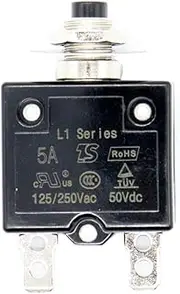 Binxind 1X 5A Circuit Breaker 12V/24V Push Button Resettable Thermal Circuit Breaker Panel Mount with Waterproof Cap