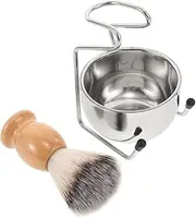 VICASKY Set Men's Shaving Brush Kit with Stainless Steel Bowl Badger Brush and Stand for Wet Shaving Complete Grooming Tools for Luxurious Experience present for Men