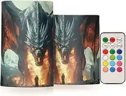 XYMZR Flameless Candles Dragon Fire Warrior with Remote Set of 2 - No Batteries Included, 3” Diameter Battery Candles Flickering with Timer, LED Pillar Votive Candles for Outdoor Indoor