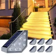 Solar Step Lights, 2 Pack Outdoor Stair Lights Warm White Solar Deck Lights I...