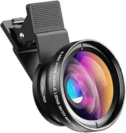 APEXEL Universal Phone Cameras Lens Kit 0.45 X Wide Angle Lens 140° + 12.5 X Macro Lens Clip-On iPhone Lens for iPhone 8 7 6 Plus Samsung and Most Android Smartphones (0.45xwm-h)