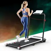 BLACK LORD Foldable Walking Pad Treadmill 2-Level Incline 2.3HP with Hand Rail, LT9-H Model, Exercise Machine Fitness Equipment Under Desk with Bluetooth APP Remote Control, White