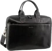 [Pierre Cardin] Mens Italian Leather Computer Bag - Black
