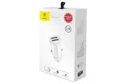 Universal Car Charger Baseus Grain Mini Dual USB Cigarette Lighter White 3.5A