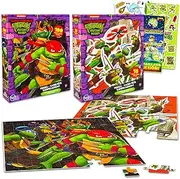 Teenage Mutant Ninja Turtles Puzzle Sets for Kids - Bundle Include 2 TMNT Puzzles, a 48 Pc and a 100 Pc, TMNT Stickers, and More | Teenage Mutant Ninja Turtles Puzzle Kids