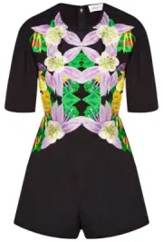 Alice McCall Playsuit Romper Embroidered Flowers Black Retro Floral Jumpsuit