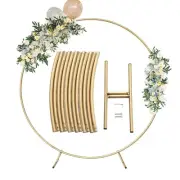 Round Golden Metal Balloon Arch Kit (6.7FT), Wedding Circle Backdrop Stand Fr...