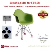 4 x Eames Eiffel Replacement Glides Herman Miller Vitra & DWR in black nylon