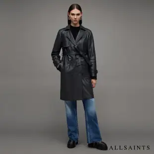 【ALLSAINTS】OKENA 羊皮中長版風衣Black WL088Z(修身版型)