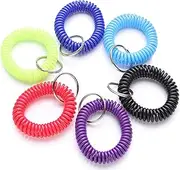 6PCS Wrist Keychain YUTOU Key Lanyard Ring Bracelet Holder Plastic Coil Wristband Stretch Spring Spiral Coil Bracelets Key Chain for Office, Workshop, Shopping Mall, Sauna, Gym,Pool 6 Color