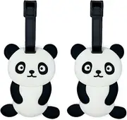 ANINIUCN 2-Pack Panda Luggage Tags – Set of 2 Cute Cartoon Animal Travel ID Labels for Suitcase, Backpack, or Carry-On, Durable Silicone Tag for Kids & Teens