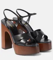 [Saint Laurent] Saint Laurent Bianca 85 leather platform sandals AU 11 black
