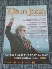ELTON JOHN - 2011 Australia Tour - Laminated Promo Tour Poster - NEW