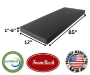 FoamRush 12" x 85" Charcoal High Density Upholstery Foam Cushion Medium Firm USA