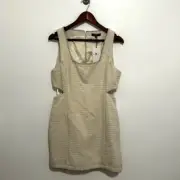 7 For All Mankind Cream Textured Sleeveless Mini Dress Size S Cutouts Classic
