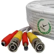 100ft Security Camera Video Power Cable BNC RCA Wire for DVR CCTV Home White