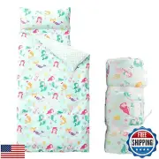 Bunnikins and Clover Toddler Nap Mat with Removable Pillow and Minky Blanket,
