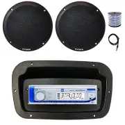 Dual Marine Radio, Spa Bezel,Adapter, Antenna,Wire, 2x 6.5'' 400W Black Speaker