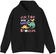 [X.Style] Just a Girl Who Loves Dinosaurs Kid Teen Toddlers Women Dino ds014 Hoodie Black M