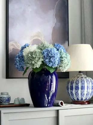 景德鎮陶瓷儲物罐裝飾擺件 靛藍將軍罐新中式青花瓷花瓶