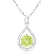 Solitaire Round Peridot Infinity Twist Pendant