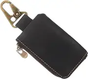[Ipetboom] Men's Leather Wallet with Keychain Multi Functional Zipper Pouch for Earphones and Keys Small Purse for Travel Business and Daily Use