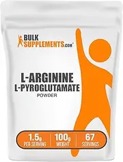BulkSupplements.com L-Arginine L-Pyroglutamate Powder - Arginine Supplement, Nitric Oxide Supplement, Arginine Powder - Gluten Free, 1500mg per Serving, 100g (3.5 oz) (Pack of 1)