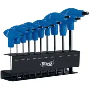 Draper Metric T Handle Hex Key Set 10 Piece With Wall Mounting Stand 33869