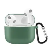Solid Color Silicone Earphone Protective Case for AirPods 3rd Gen, with Hook, Pine Needle Green
