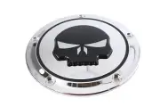 HARLEY Chrome 5 Hole Skull Derby Cover fits 1999-2018 FXST, 1999-2018 FLST, 19