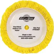 7.5" dia. X 1.5" 50% Wool / 50% Acrylic blend 4 ply twisted yarn grip pad