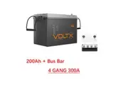 VoltX 12V 200Ah Lithium Battery + Bus Bar M8 Power Distribution Terminal Block (4 GANG 300A Black)