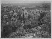 British officer giving instructions men, a bunker Western Front du Old Photo