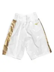 MIZUNO Boxing Trunks Lomg Type white x gold Enamel Lumbard mark white M size