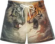 [ALAZA] Roar Tigers Boy’s Swim Trunk Quick Dry Beach Shorts Swimsuit Bathing Suit Swimwear