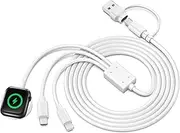 3 in 2 Multi Charging Cable for Apple Watch Charger USB C Cable iPhone Charger iWatch Charger USB C/A Fast Compatible with iWatch Ultra/Series 10/9/8/7/6/SE2/5/4/3/2 & iPhone 16/15/Galaxy S23-4FT