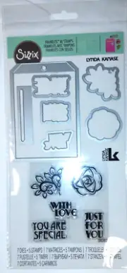 Sizzix Framelits with Stamps Lynda Kanase 2018 Tag Pocket with Phrases