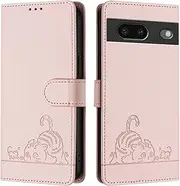 Compatible with Google Pixel 7 5G Cover,Compatible with Google Pixel 7 5G Card Slots Holder Magnetic Closure Kickstand Flip Wallet Phone Case Pink