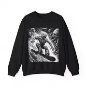 Unisex Adult Crewneck Sweatshirt Gothic Horror Skull Snowboarder Steez Mountain
