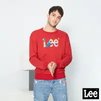 在飛比找樂天市場購物網優惠-Lee 彩色LOGO拼接長袖圓領厚T恤 Modern 男 紅