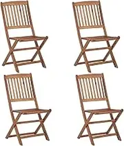 Garden Chairs with Backrest, Wood Dining Chair, Outdoor Folding Chairs 4 pcs for Balcony, Garden, Kitchen, Poolside, Coffee, 48.5 x 57 x 91 cm
