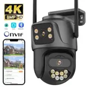 8MP Outdoor Waterproof IP WiFi Camera 4K HD PTZ Cam Dual Lens Auto Tracking
