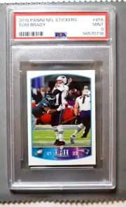 BRANDON GRAHAM Tom Brady 2018 Panini NFL Stickers Super Bowl LII #456 PSA 9