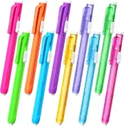 10 Pieces Retractable Mechanical Eraser Pen, Pen-Style Erasers Pencil Click Big