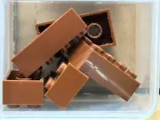 LEGO Parts - Reddish Brown Technic, Brick 2 x 4 3 Axle Holes - No 39789 - QTY 5