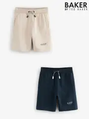 Baker by Ted Baker Ecru/Navy 100% Cotton Shorts 2 Pack (AD0654) | $69 - $85