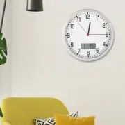 Modern 12" Wall Clock with Date/Month/Week/Temperature Silent Non-Ticking Clock